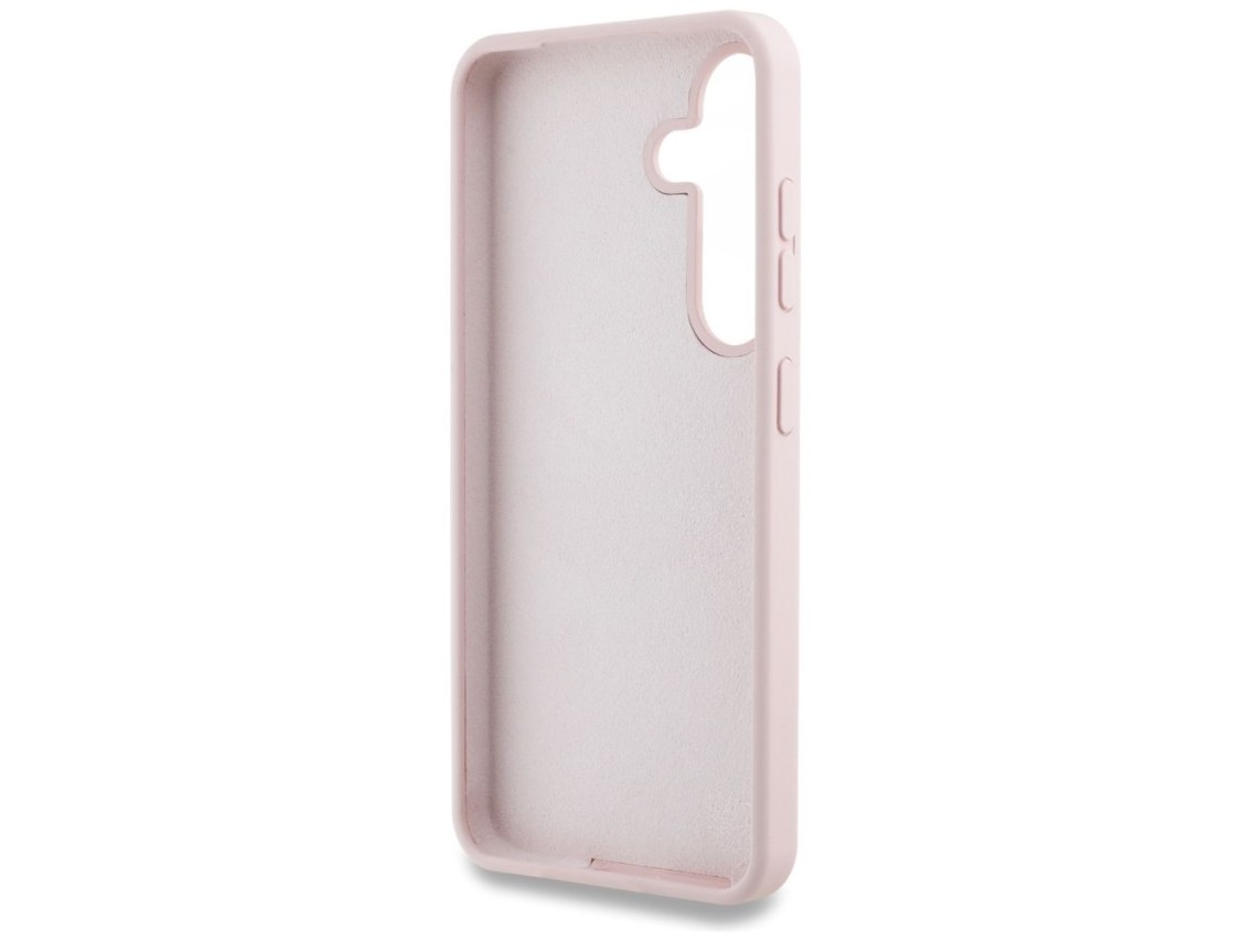 Capa de silicone Guess com logo 4G grande na parte inferior para Samsung Galaxy S25 - Rosa