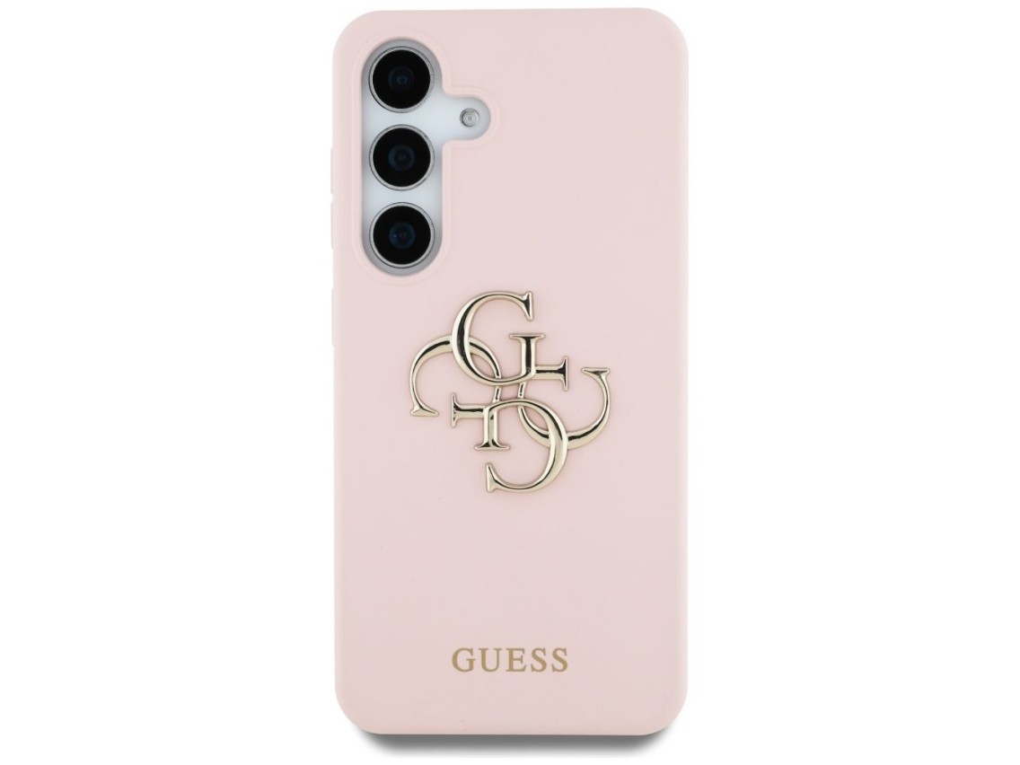 Capa de silicone Guess com logo 4G grande na parte inferior para Samsung Galaxy S25 - Rosa