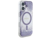 Capa Guess HC Resin Bottom Glitter MagSafe para iPhone 16 - roxa Capa Guess HC Resin Bottom Glitter MagSafe para iPhone 16 - roxa