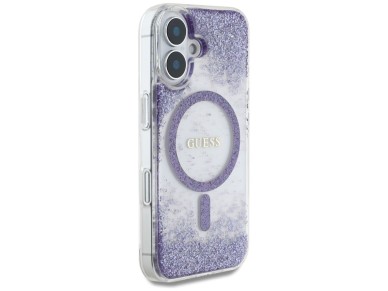 Guess HC Resin Bottom Glitter MagSafe case for iPhone 16 - purple Guess HC Resin Bottom Glitter MagSafe case for iPhone 16 - purple