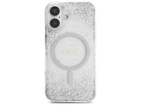 Capa Guess HC Resin Bottom Glitter MagSafe para iPhone 16 - prata Capa Guess HC Resin Bottom Glitter MagSafe para iPhone 16 - prata