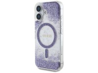 Capa Guess HC Resin Bottom Glitter MagSafe para iPhone 16 - roxa Capa Guess HC Resin Bottom Glitter MagSafe para iPhone 16 - roxa