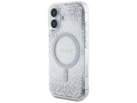 Capa Guess HC Resin Bottom Glitter MagSafe para iPhone 16 - prata Capa Guess HC Resin Bottom Glitter MagSafe para iPhone 16 - prata