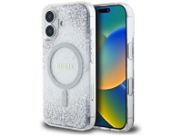 Capa Guess HC Resin Bottom Glitter MagSafe para iPhone 16 - prata Capa Guess HC Resin Bottom Glitter MagSafe para iPhone 16 - prata