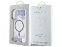 Capa Guess HC Resin Bottom Glitter MagSafe para iPhone 16 - roxa Capa Guess HC Resin Bottom Glitter MagSafe para iPhone 16 - roxa
