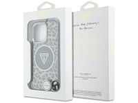 Funda Guess HC IML Leopard Triangle Cord Strap MagSafe para iPhone 16 Pro - Marr�n
