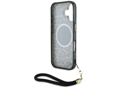 Guess HC IML Leopard Triangle Cord Strap MagSafe iPhone 16 Case - Brown Guess HC IML Leopard Triangle Cord Strap MagSafe iPhone 16 Case - Brown