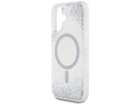 Capa Guess HC Resin Bottom Glitter MagSafe para iPhone 16 - prata Capa Guess HC Resin Bottom Glitter MagSafe para iPhone 16 - prata