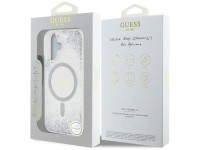 Capa Guess HC Resin Bottom Glitter MagSafe para iPhone 16 - prata Capa Guess HC Resin Bottom Glitter MagSafe para iPhone 16 - prata
