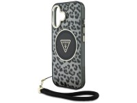Funda Guess HC IML Leopard Triangle Cord Strap MagSafe para iPhone 16 - negra Funda Guess HC IML Leopard Triangle Cord Strap MagSafe para iPhone 16 - negra
