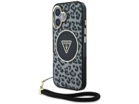 Funda Guess HC IML Leopard Triangle Cord Strap MagSafe para iPhone 16 - negra Funda Guess HC IML Leopard Triangle Cord Strap MagSafe para iPhone 16 - negra