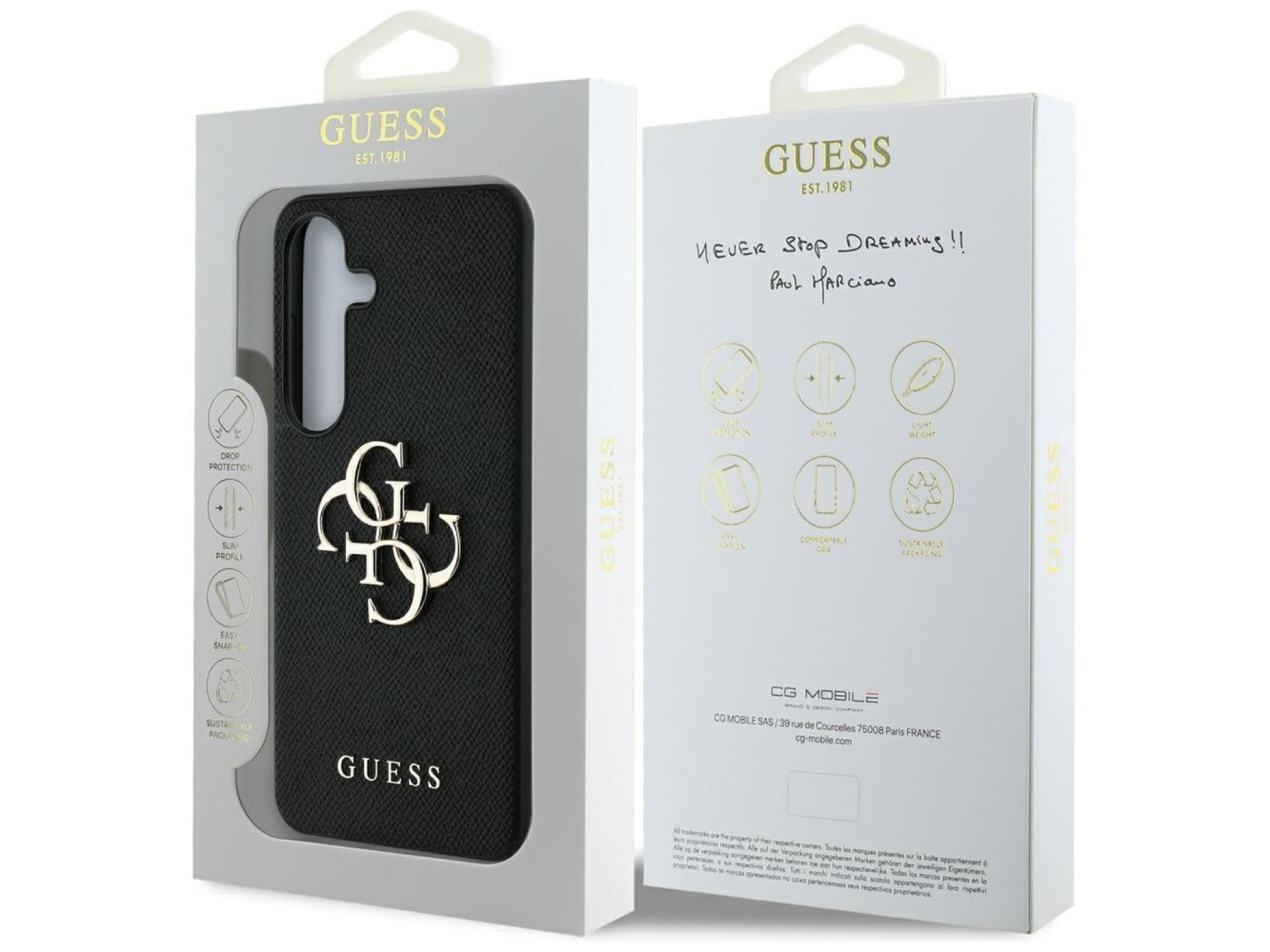 Funda Guess Grained Big 4G Logo Small Classic Logo para Samsung Galaxy S25 negra