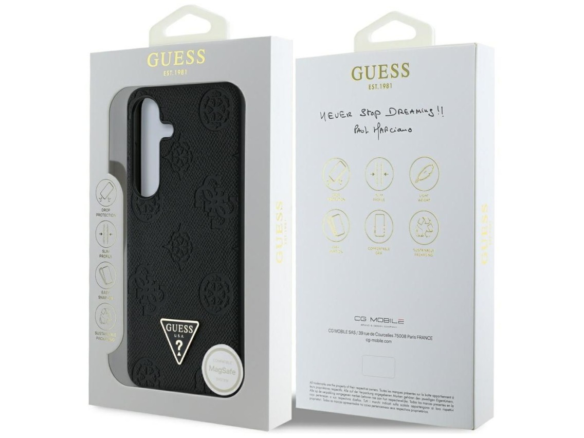 Funda Guess MagSafe con estampado en caliente de peonías y logotipo triangular para Samsung Galaxy S