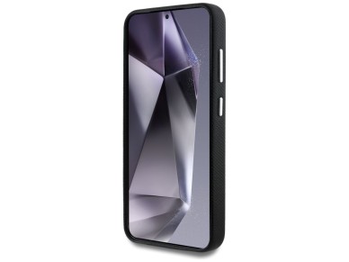 Funda Guess con logotipo triangular texturizado y MagSafe para Samsung Galaxy S25 - negra