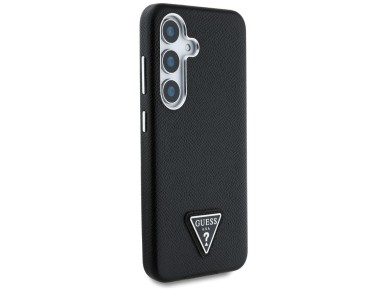 Funda Guess con logotipo triangular texturizado y MagSafe para Samsung Galaxy S25 - negra