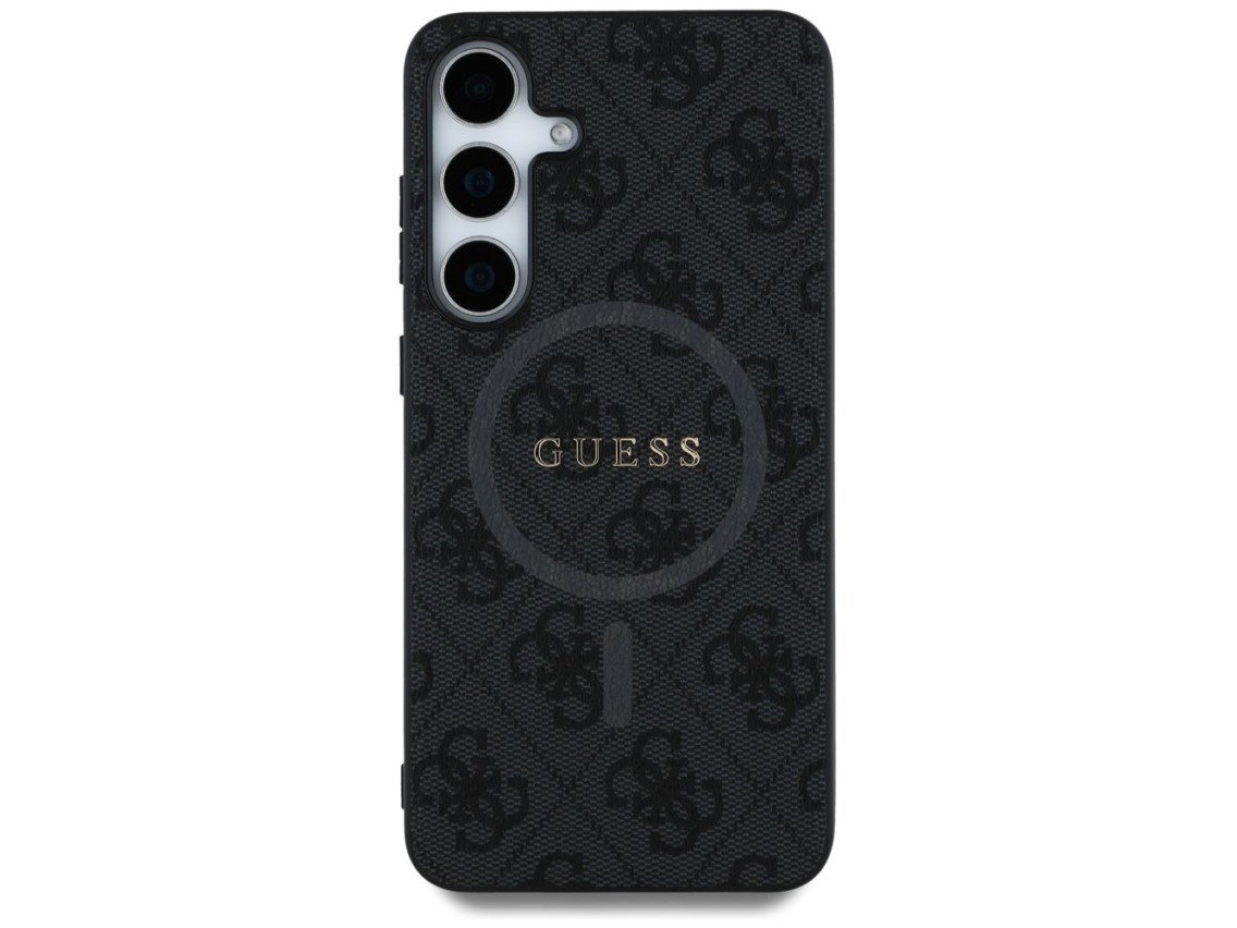 Guess Leather 4G Colored Ring Classic Logo MagSafe Case Samsung Galaxy S25 Plus black