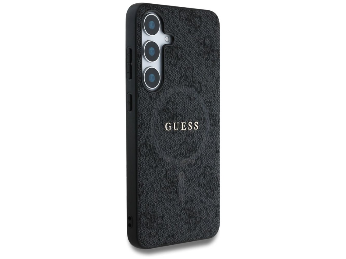 Guess Leather 4G Colored Ring Classic Logo MagSafe Case Samsung Galaxy S25 Plus black