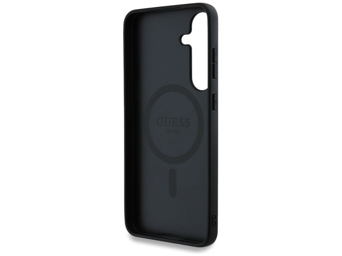 Guess Leather 4G Colored Ring Classic Logo MagSafe Case Samsung Galaxy S25 Plus black