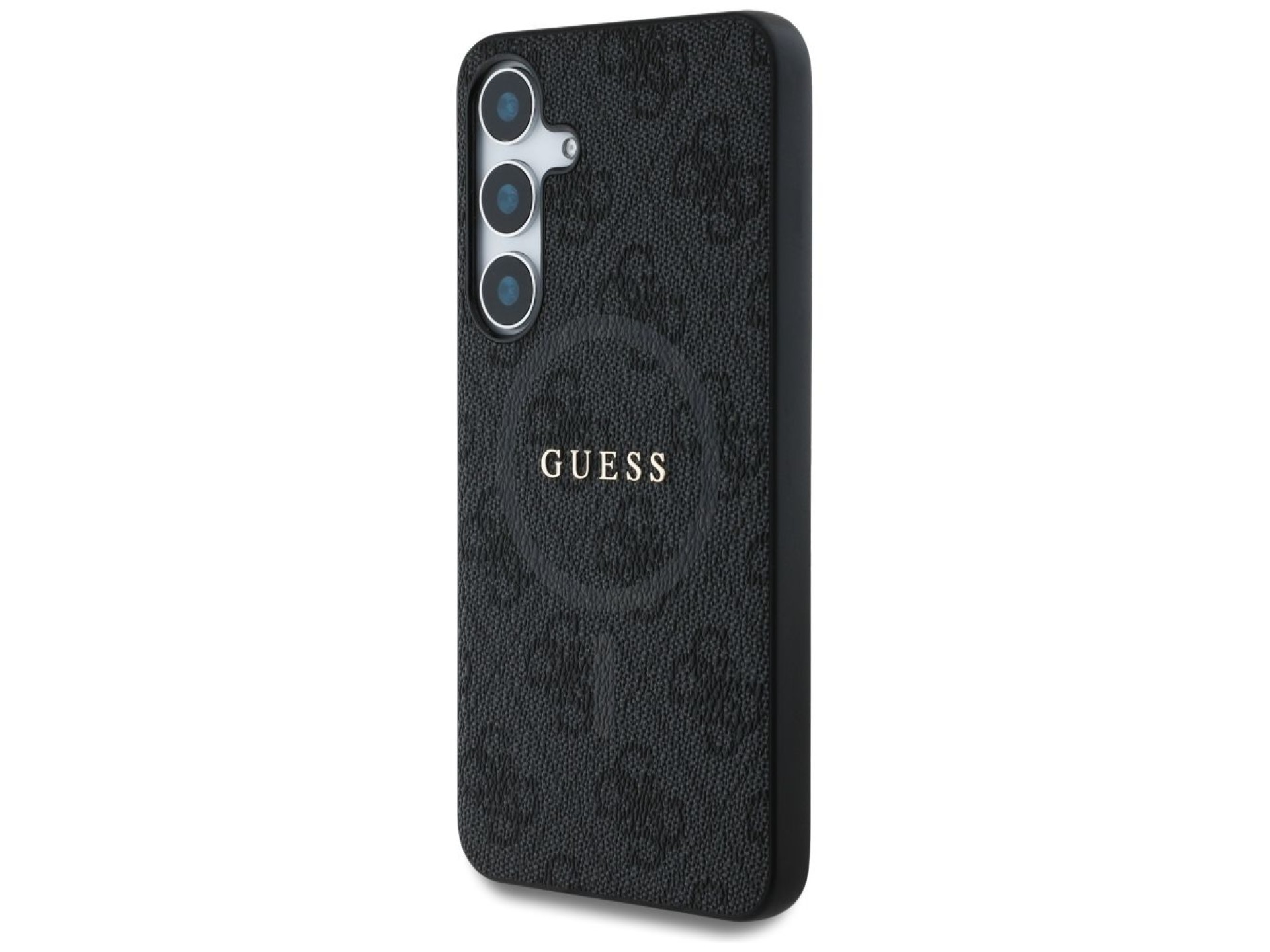Guess Leather 4G Colored Ring Classic Logo MagSafe Case Samsung Galaxy S25 Plus black