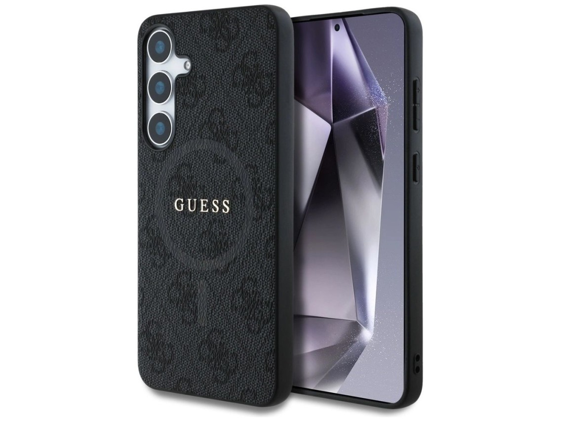 Guess Leather 4G Colored Ring Classic Logo MagSafe Case Samsung Galaxy S25 Plus black