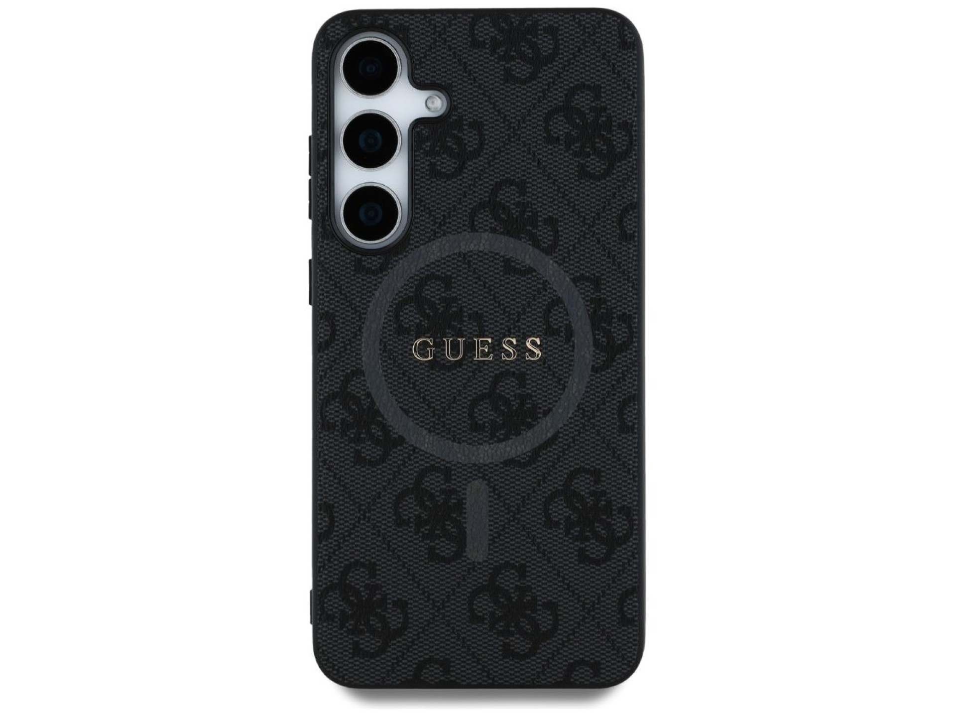 Guess Leather 4G Colored Ring Classic Logo MagSafe Case Samsung Galaxy S25 Plus black