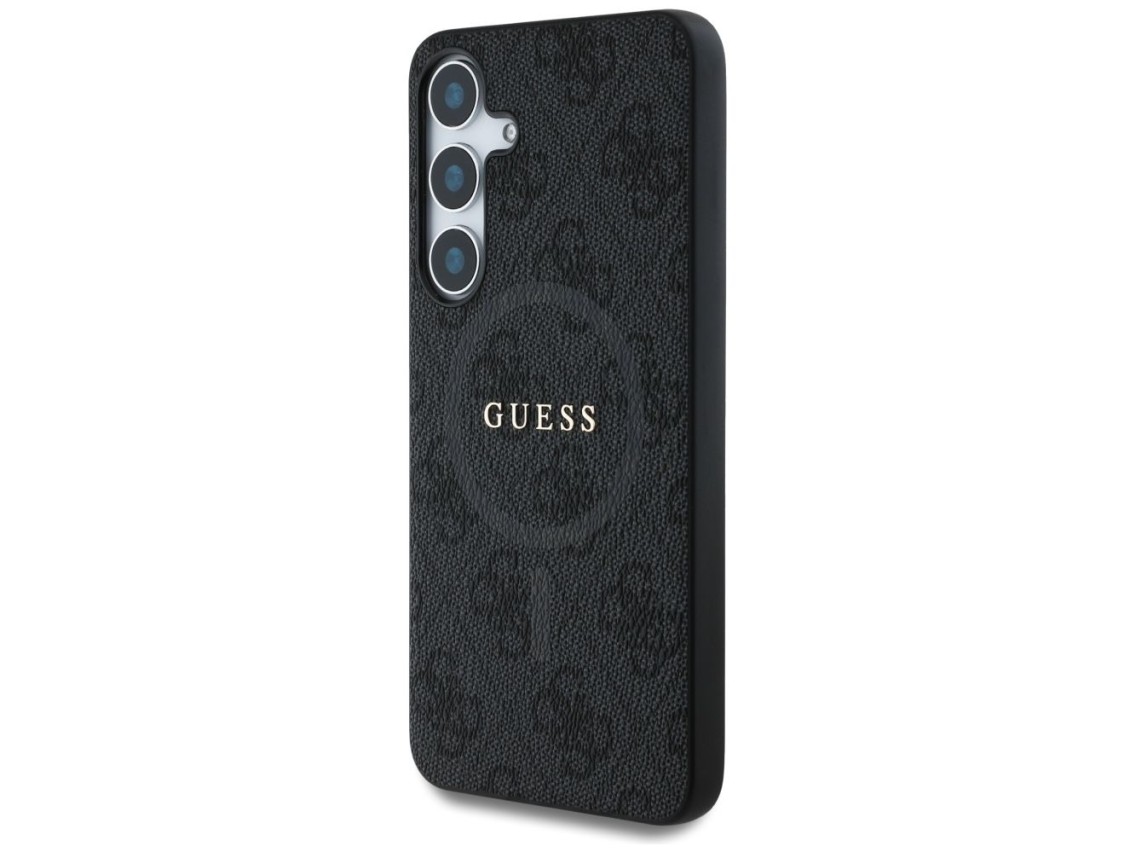 Guess Leather 4G Colored Ring Classic Logo MagSafe Case Samsung Galaxy S25 Plus black