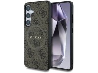 Capa Guess Leather 4G Colored Ring Classic Logo MagSafe para Samsung Galaxy S25 marrom