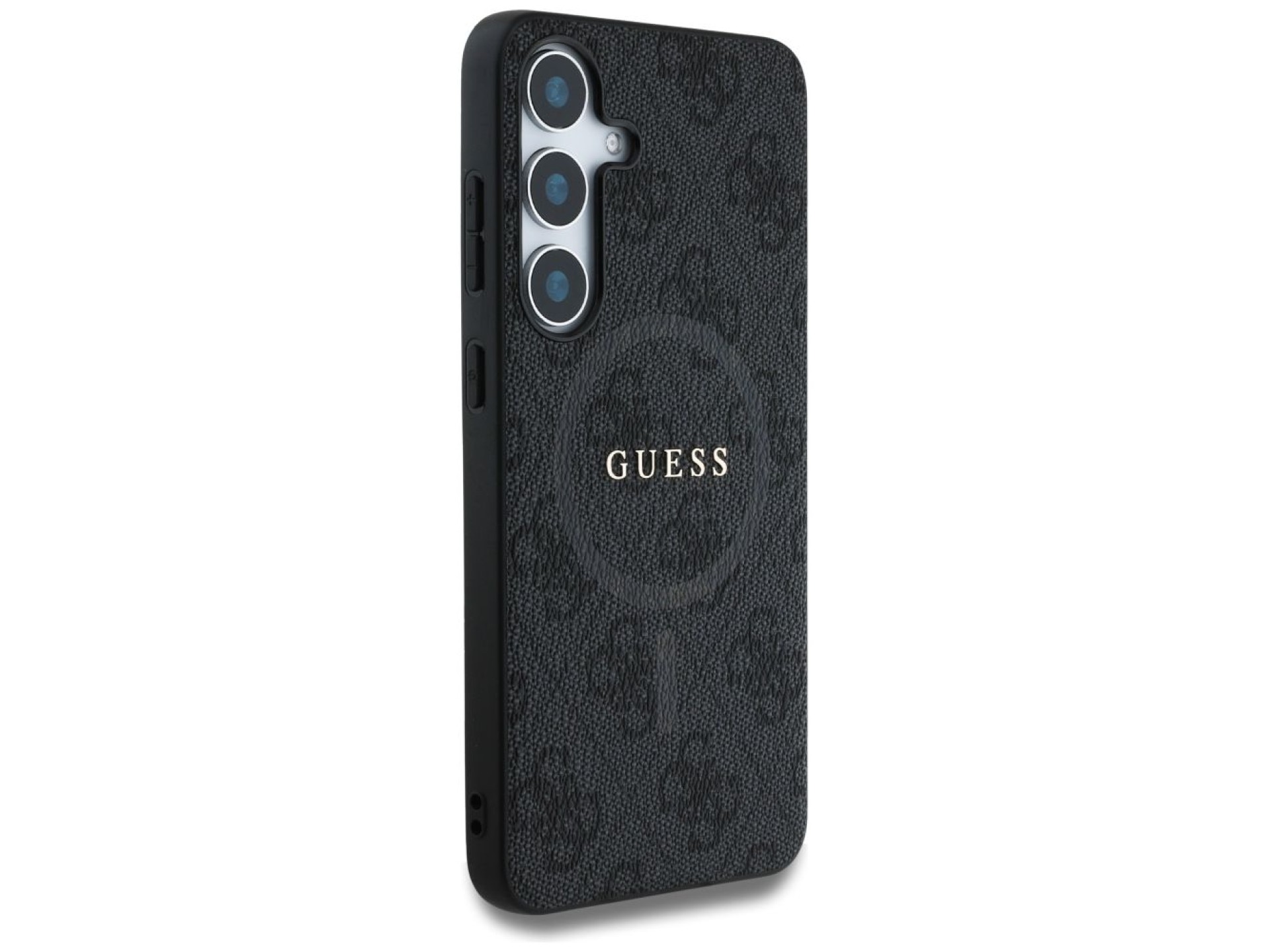 Guess Leather 4G Colored Ring Classic Logo MagSafe Case Samsung Galaxy S25 Plus black