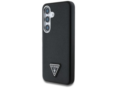 Funda Guess con logotipo triangular texturizado y MagSafe para Samsung Galaxy S25 - negra