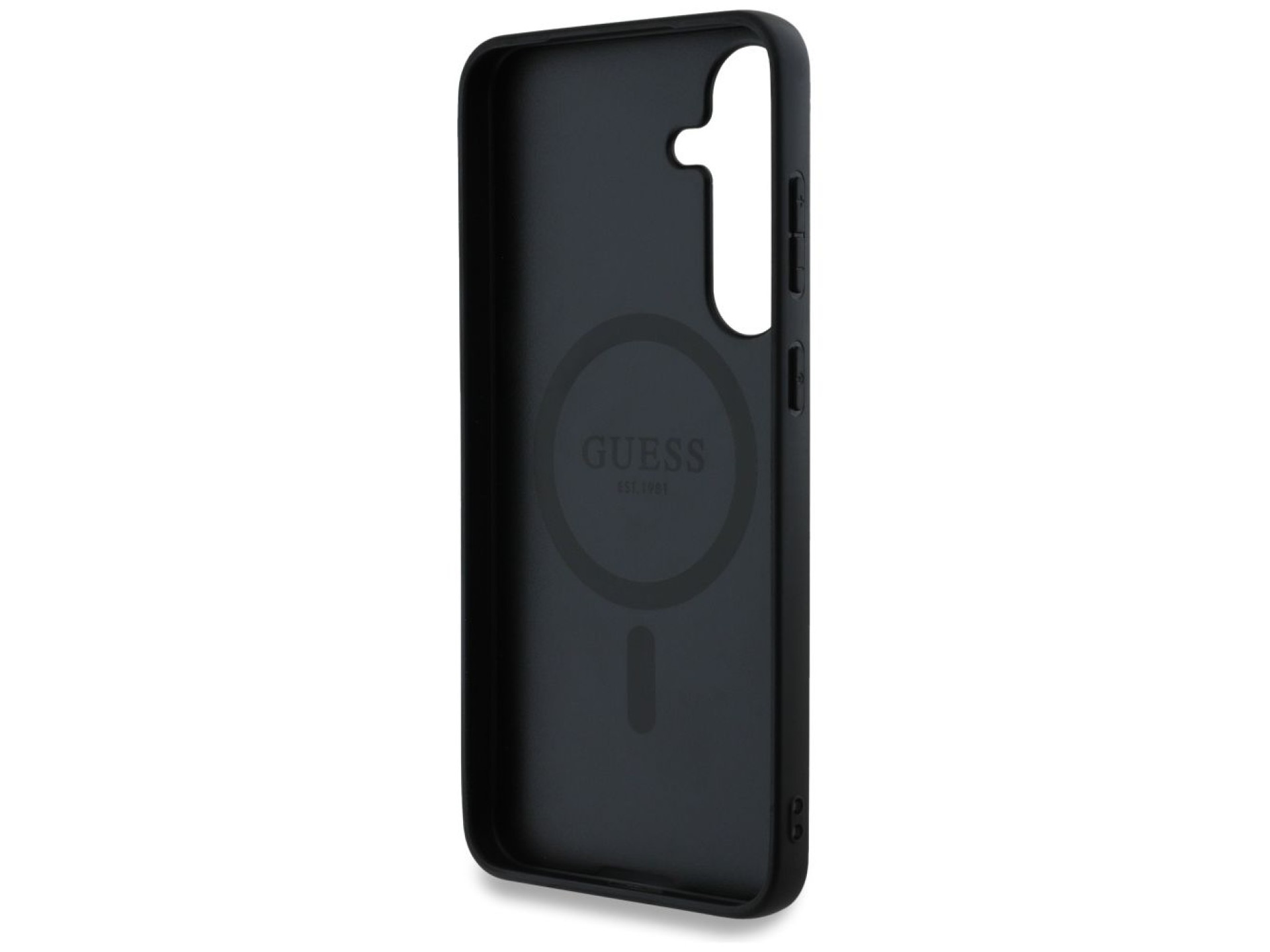 Guess Leather 4G Colored Ring Classic Logo MagSafe Case Samsung Galaxy S25 Plus black