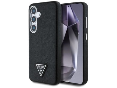 Funda Guess con logotipo triangular texturizado y MagSafe para Samsung Galaxy S25 - negra