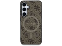 Capa Guess Leather 4G Colored Ring Classic Logo MagSafe para Samsung Galaxy S25 marrom