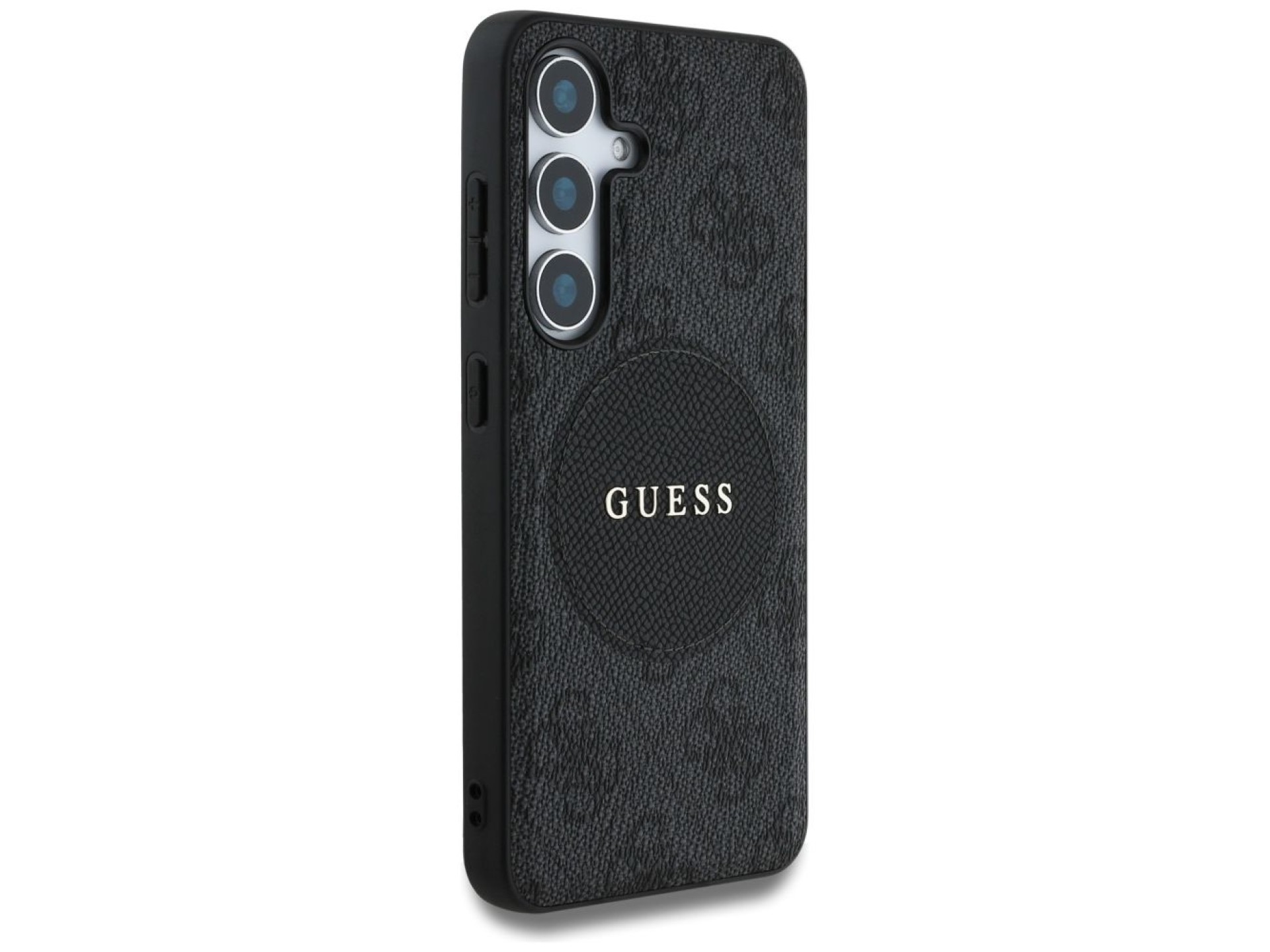 Guess 4G Round Patch Classic Logo MagSafe case for Samsung Galaxy S25 Plus black