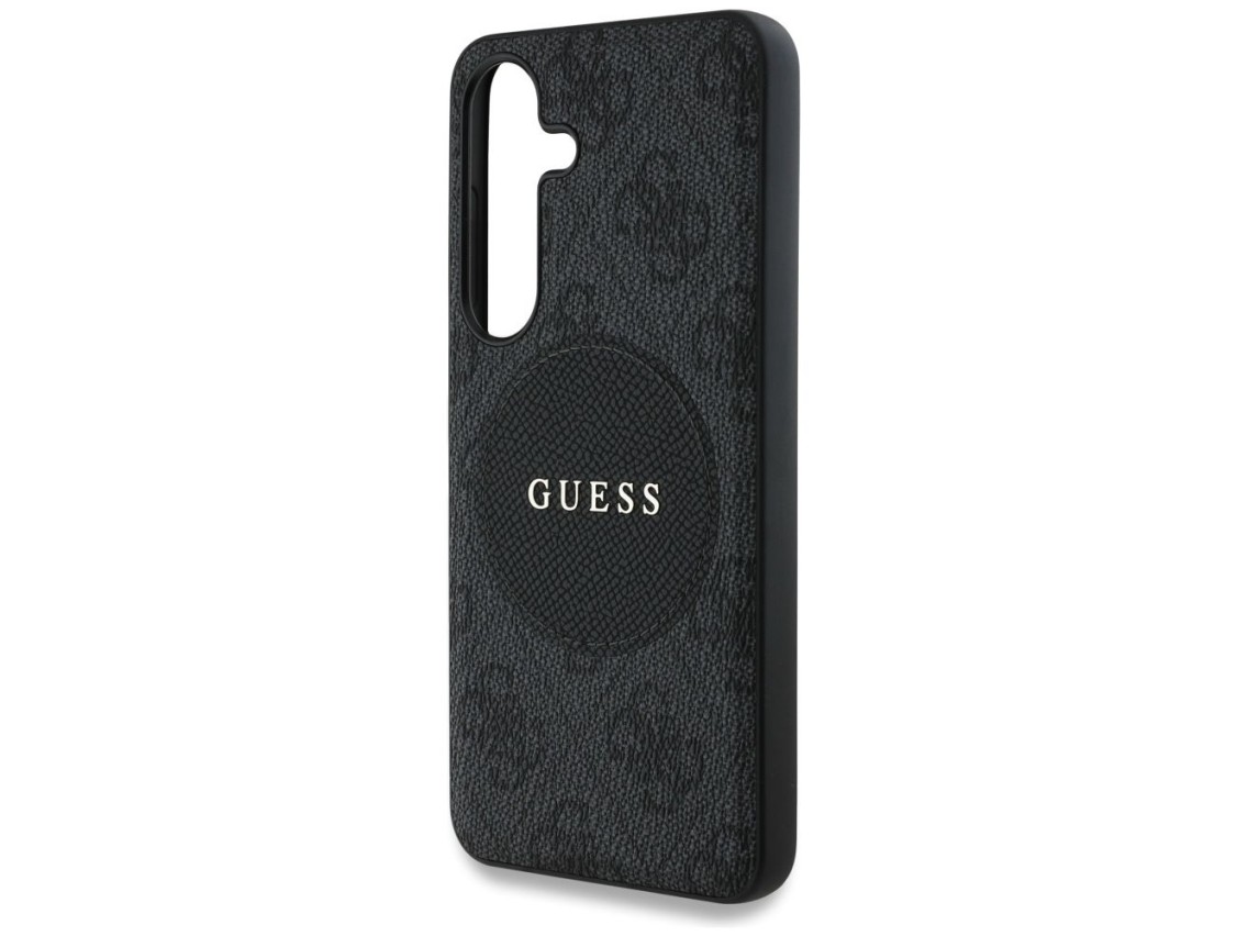 Guess 4G Round Patch Classic Logo MagSafe case for Samsung Galaxy S25 Plus black