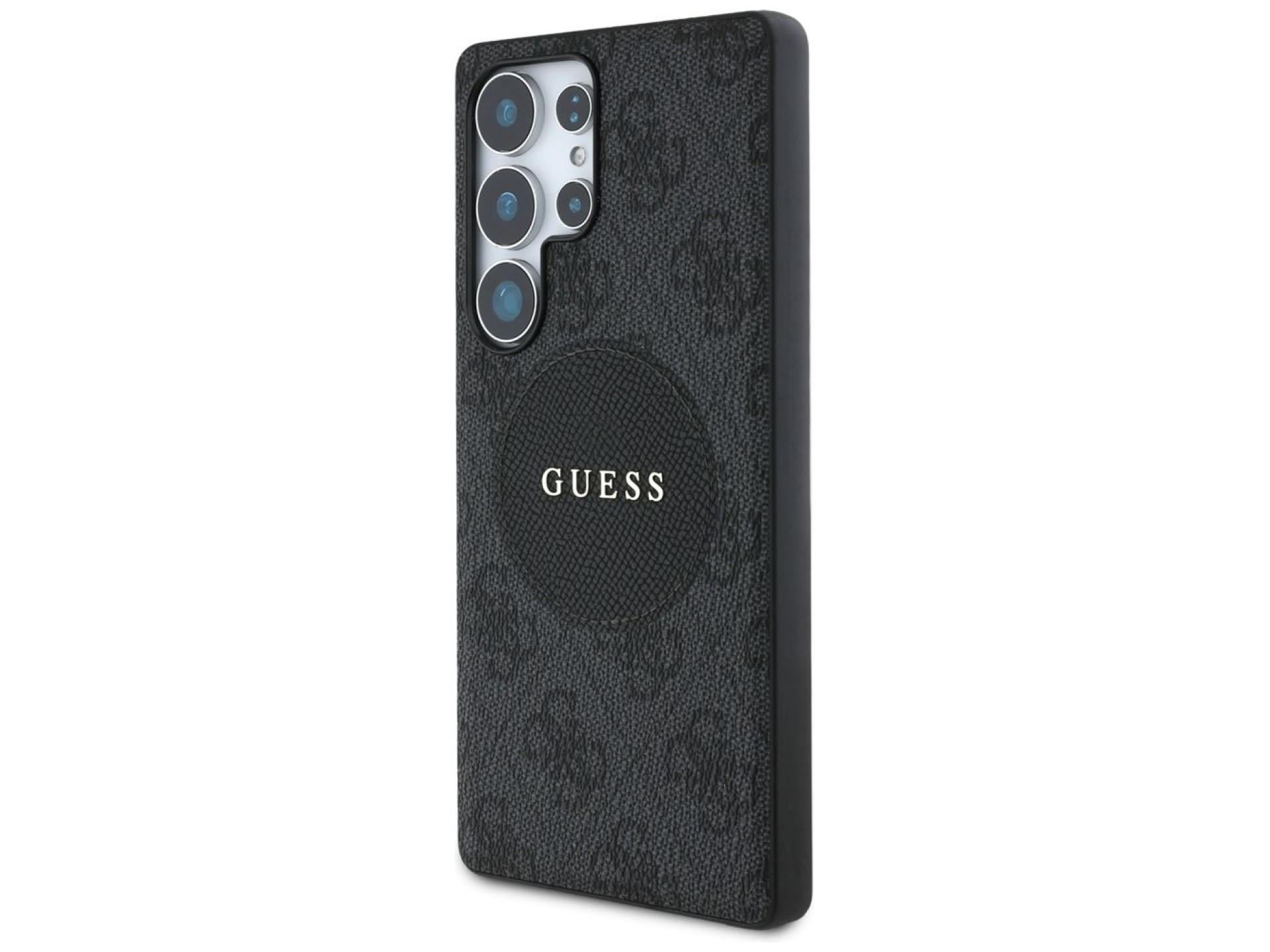 Guess 4G Round Patch Classic Logo MagSafe case for Samsung Galaxy S25 Ultra black
