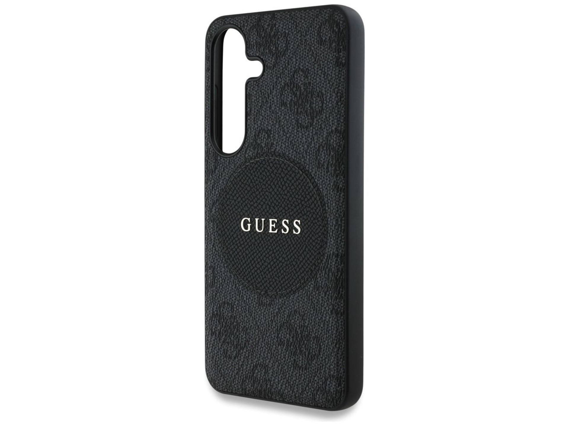 Funda Guess 4G Round Patch Classic Logo MagSafe para Samsung Galaxy S25 negra