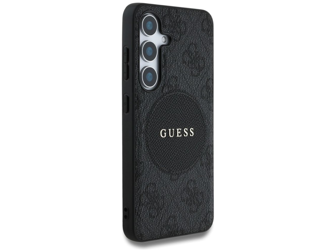 Funda Guess 4G Round Patch Classic Logo MagSafe para Samsung Galaxy S25 negra