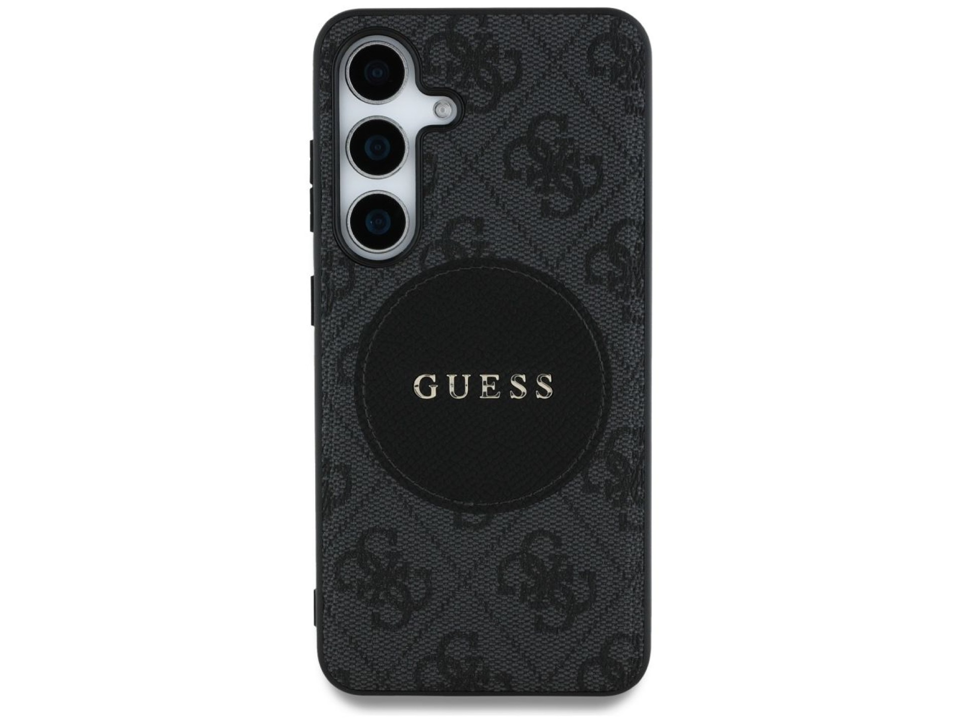 Guess 4G Round Patch Classic Logo MagSafe case for Samsung Galaxy S25 Plus black