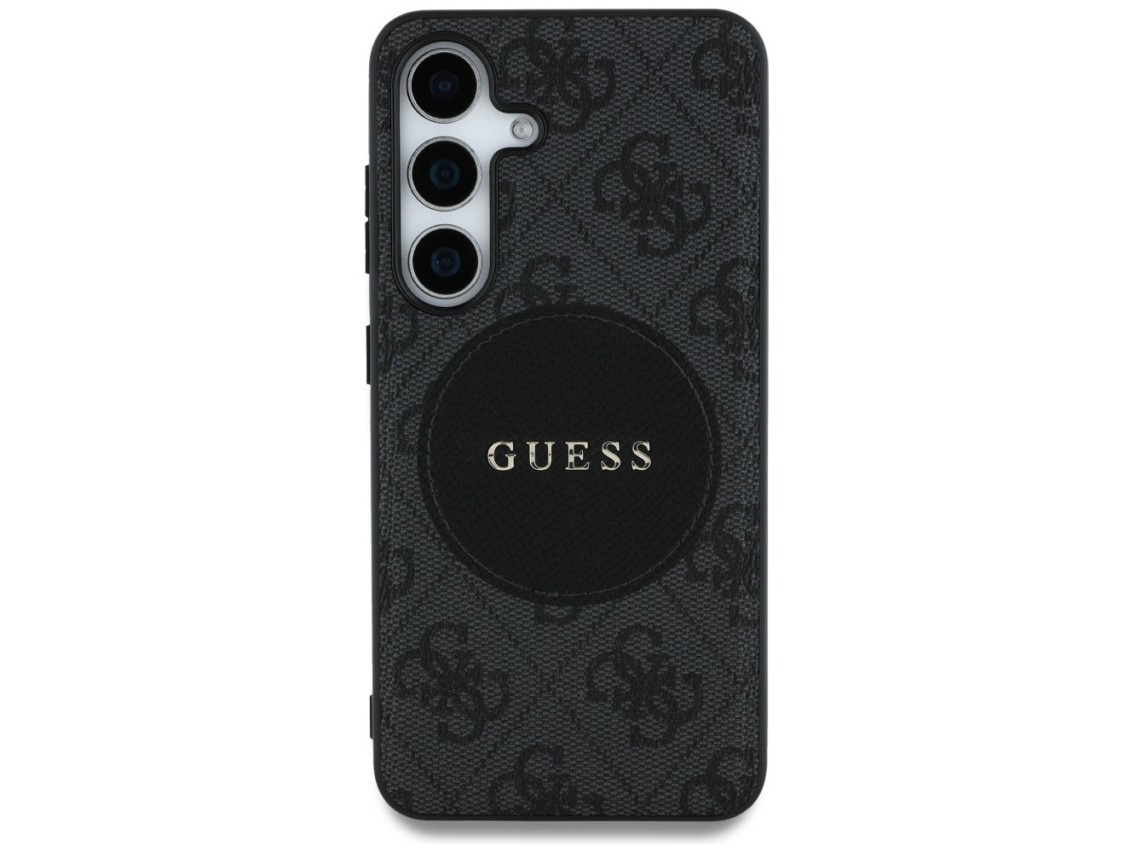 Guess 4G Round Patch Classic Logo MagSafe case for Samsung Galaxy S25 Plus black