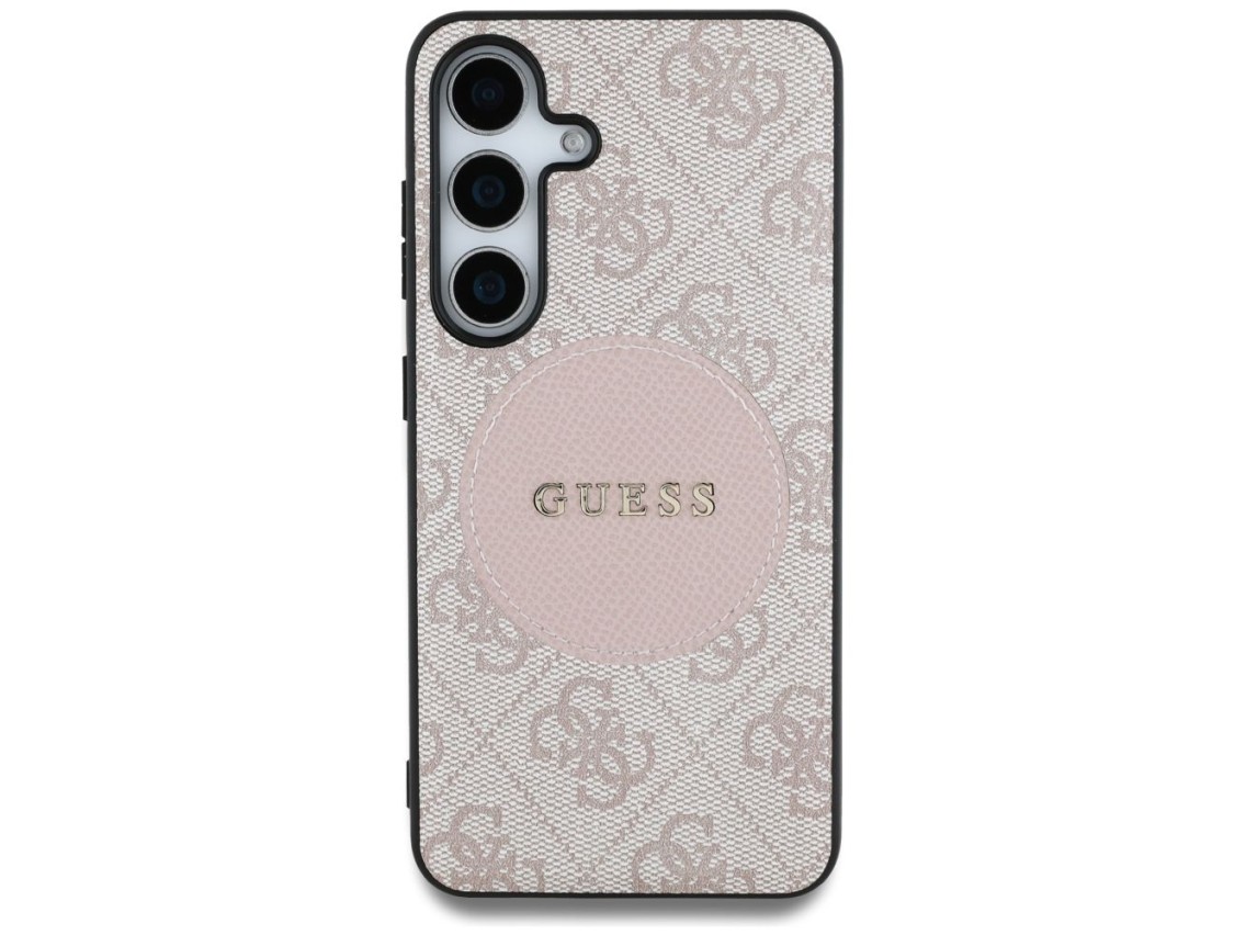 Funda Guess 4G Round Patch Classic Logo MagSafe para Samsung Galaxy S25 Plus (rosa)