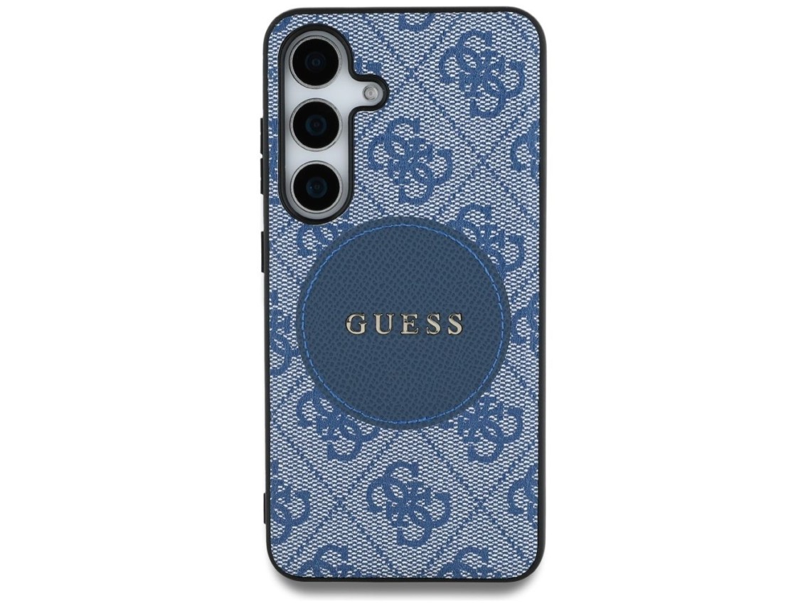 Capa Guess 4G Round Patch Classic Logo MagSafe para Samsung Galaxy S25 Plus azul