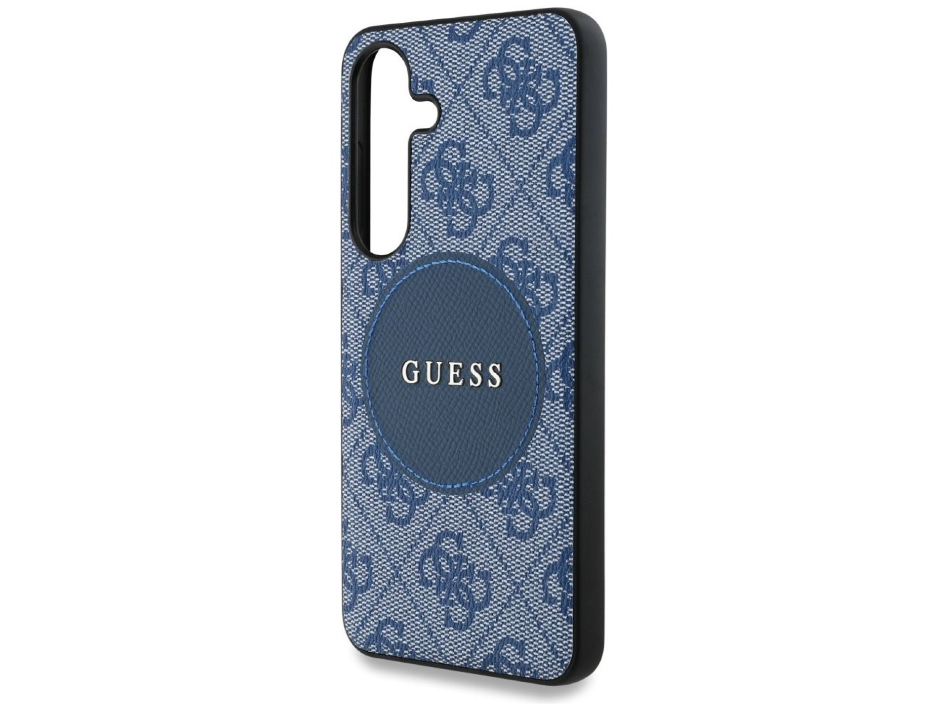 Capa Guess 4G Round Patch Classic Logo MagSafe para Samsung Galaxy S25 Plus azul