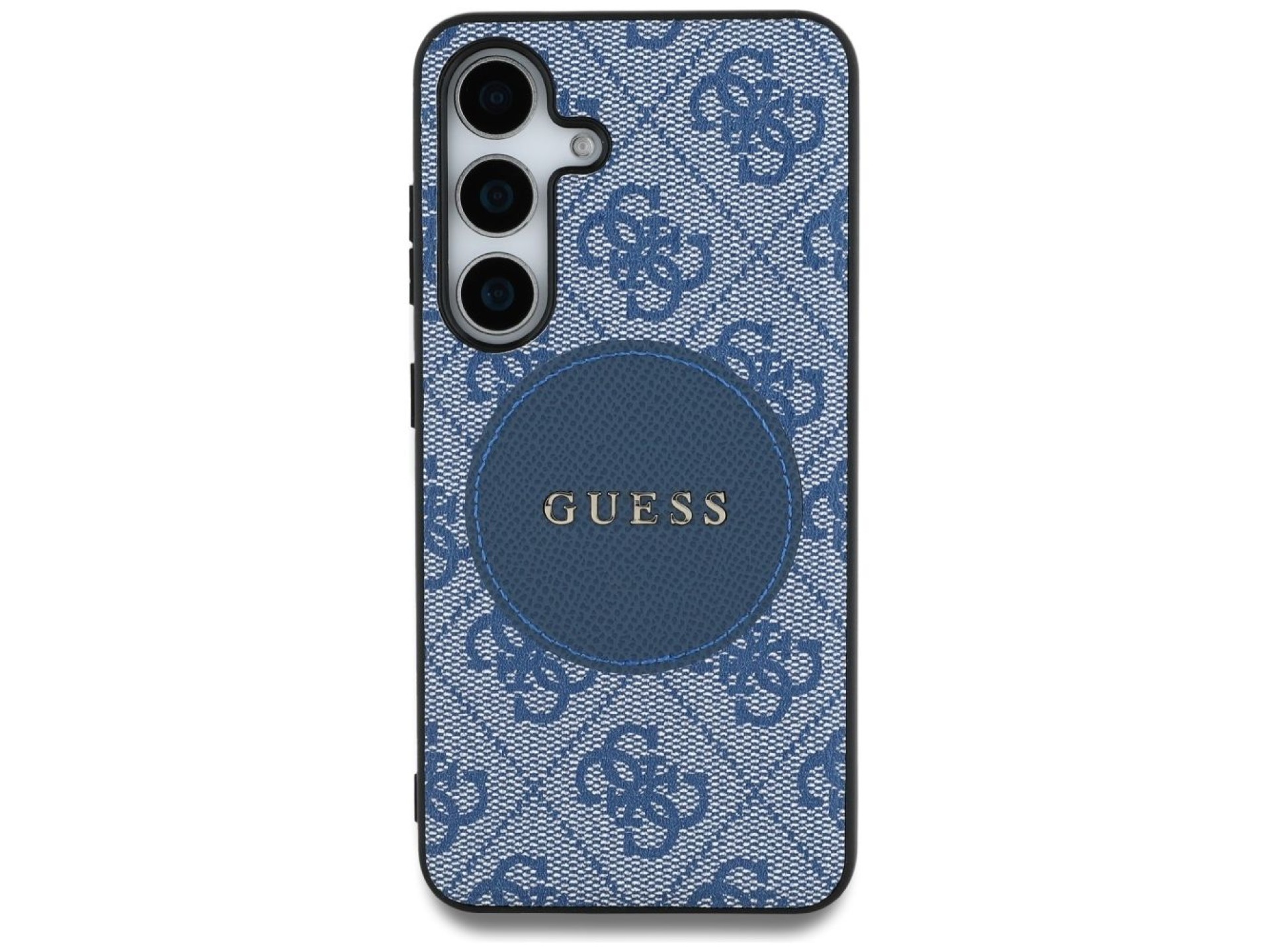 Capa Guess 4G Round Patch Classic Logo MagSafe para Samsung Galaxy S25 Plus azul