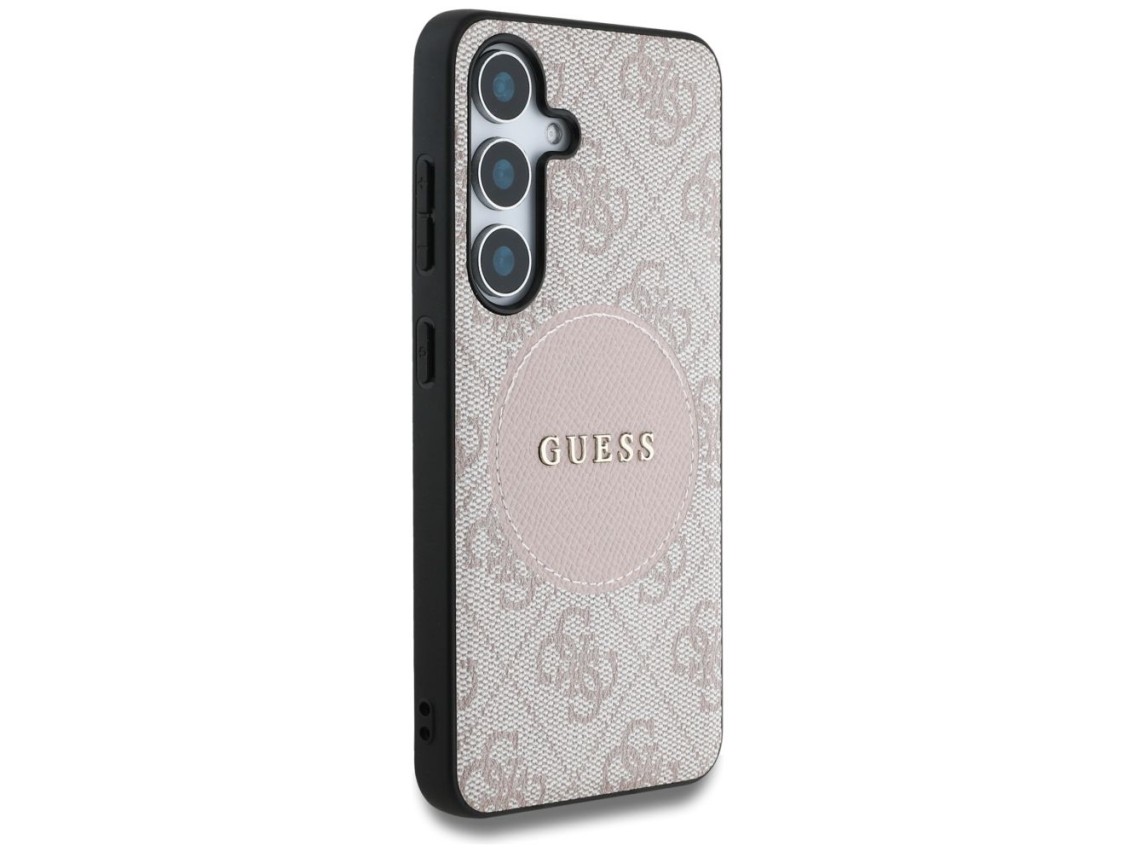 Funda Guess 4G Round Patch Classic Logo MagSafe para Samsung Galaxy S25 Plus (rosa)