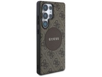 Capa MagSafe Guess 4G Round Patch Classic Logo para Samsung Galaxy S25 Ultra Marrom