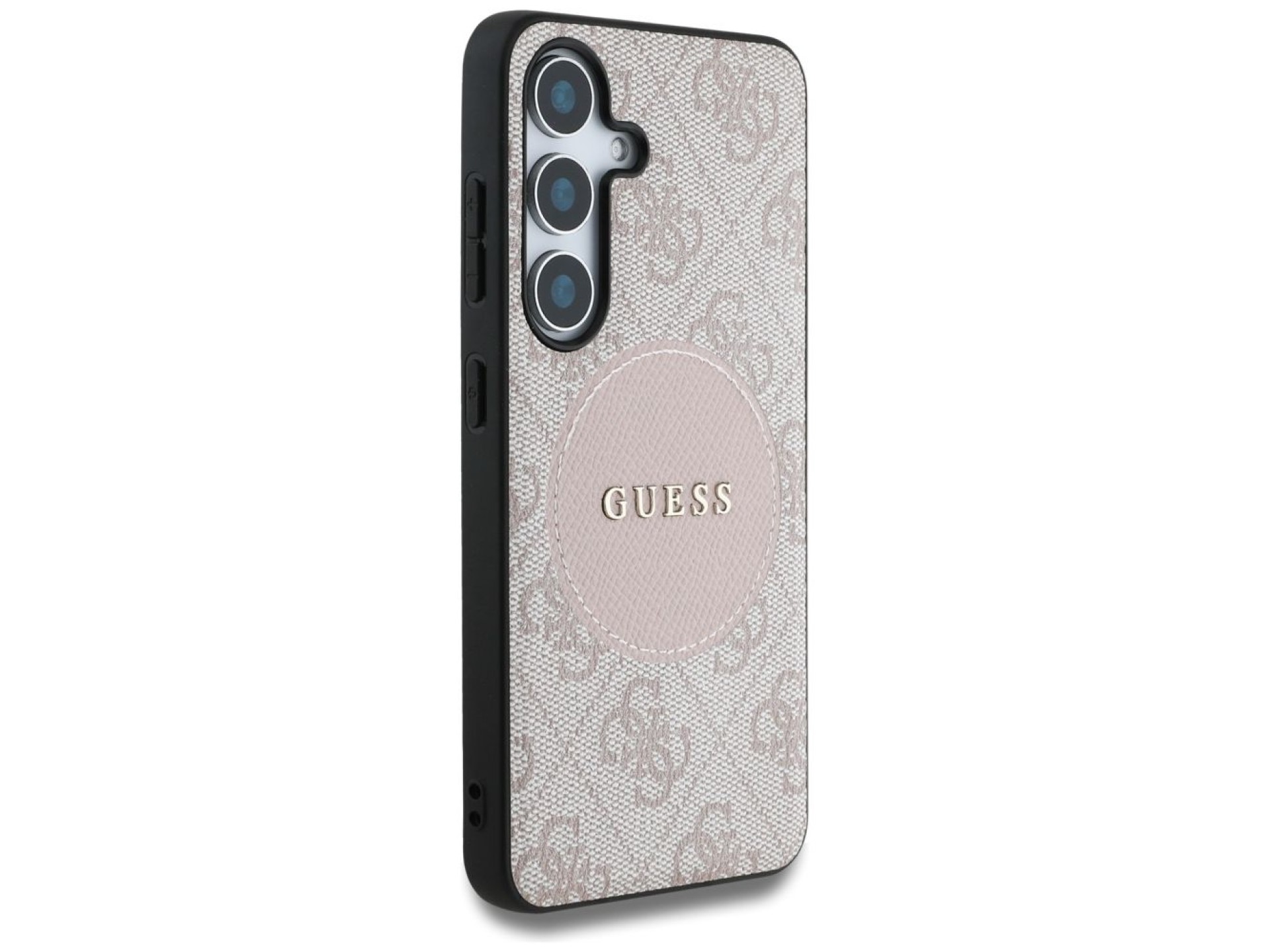Funda Guess 4G Round Patch Classic Logo MagSafe para Samsung Galaxy S25 Plus (rosa)