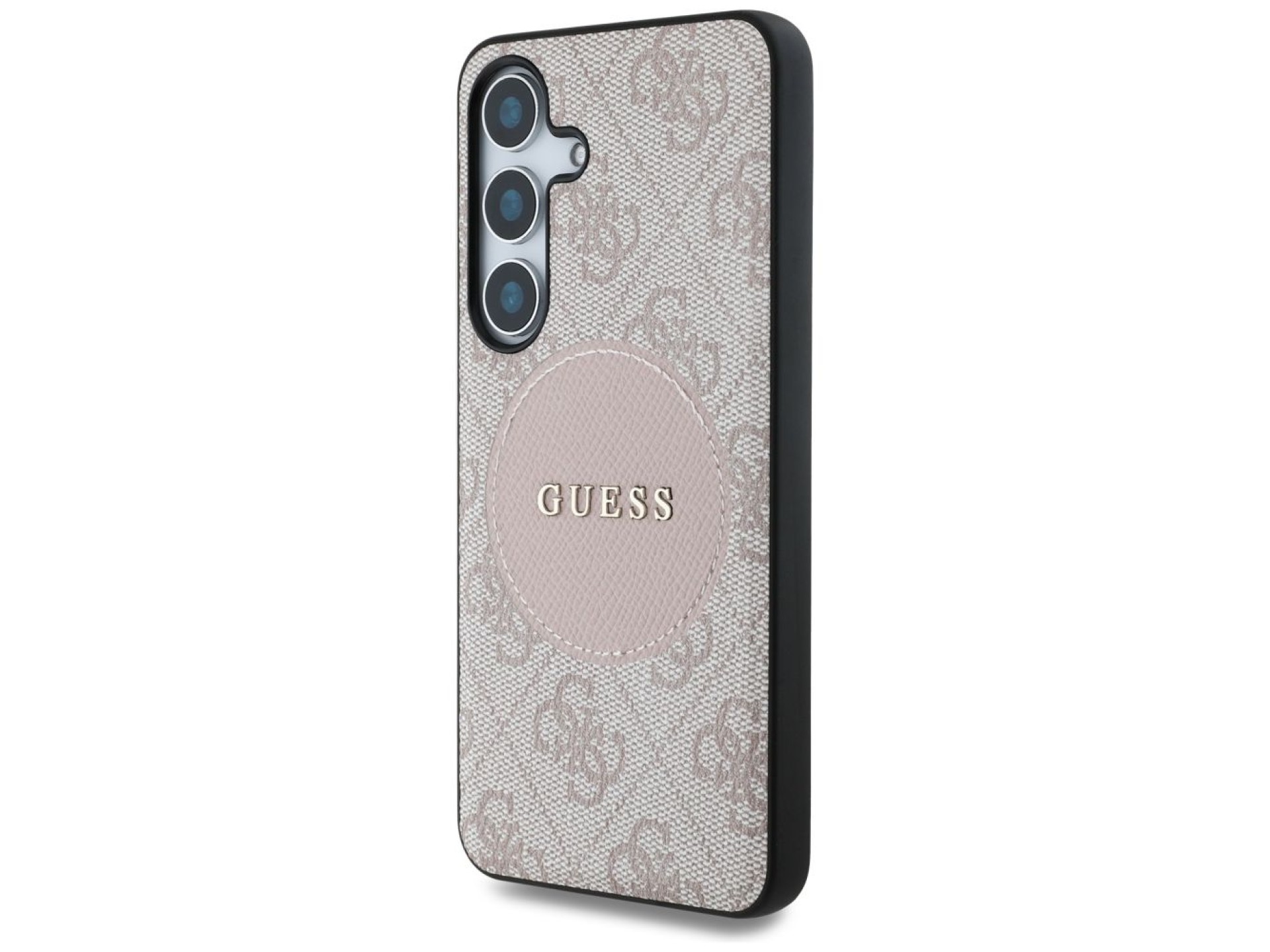 Funda Guess 4G Round Patch Classic Logo MagSafe para Samsung Galaxy S25 Plus (rosa)