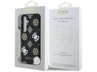 Capa MagSafe Guess 4G com estampa de peônias coloridas para Samsung Galaxy S25, preta. Capa MagSafe Guess 4G com estampa de peônias coloridas para Samsung Galaxy S25, preta.