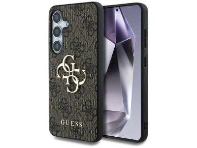 Funda Guess con logo grande 4G y logo cl�sico para Samsung Galaxy S25 Plus, color marr�n.