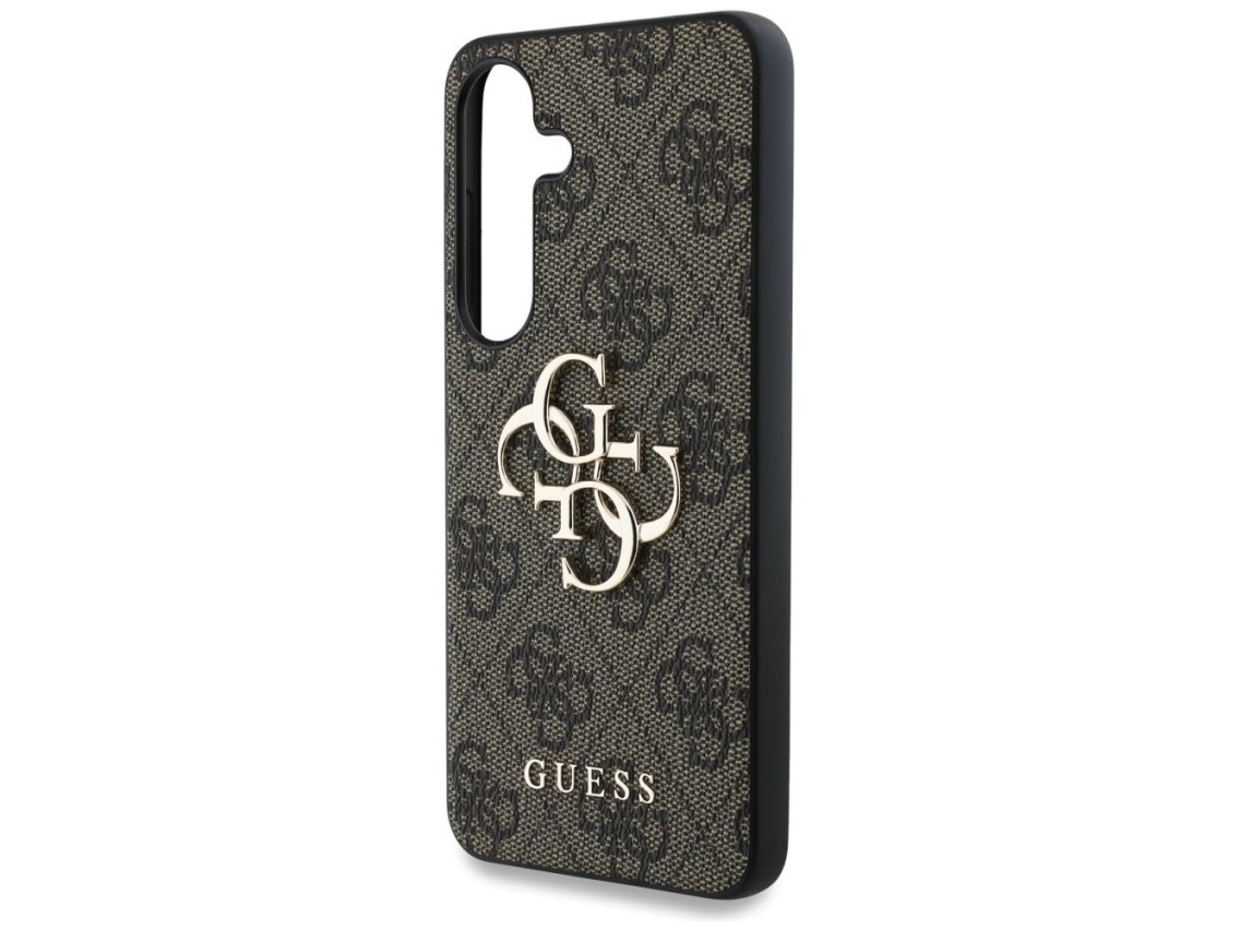 Capa Guess com logo grande 4G e logo cl�ssico para Samsung Galaxy S25 Plus, marrom.